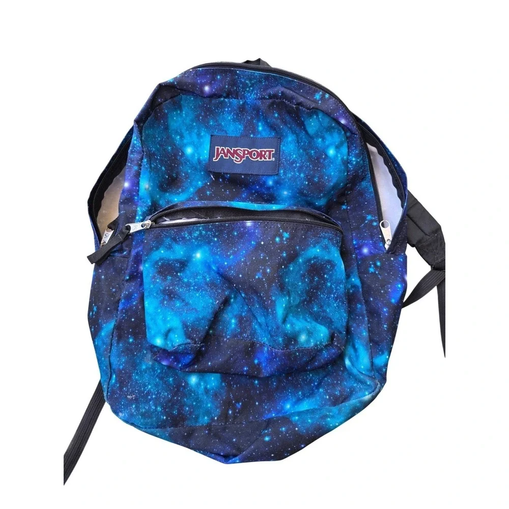 JanSport SuperBreak Backpack Blue Purple Galaxy Nebula Space Print School Bag E3